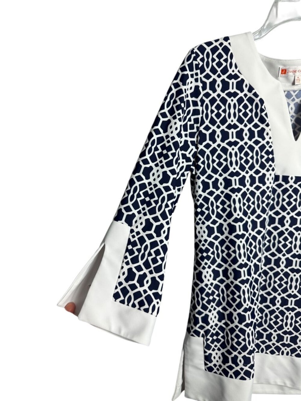Jude Connally Megan Tunic Top Navy White Geo Print Medium - Picture 5 of 11